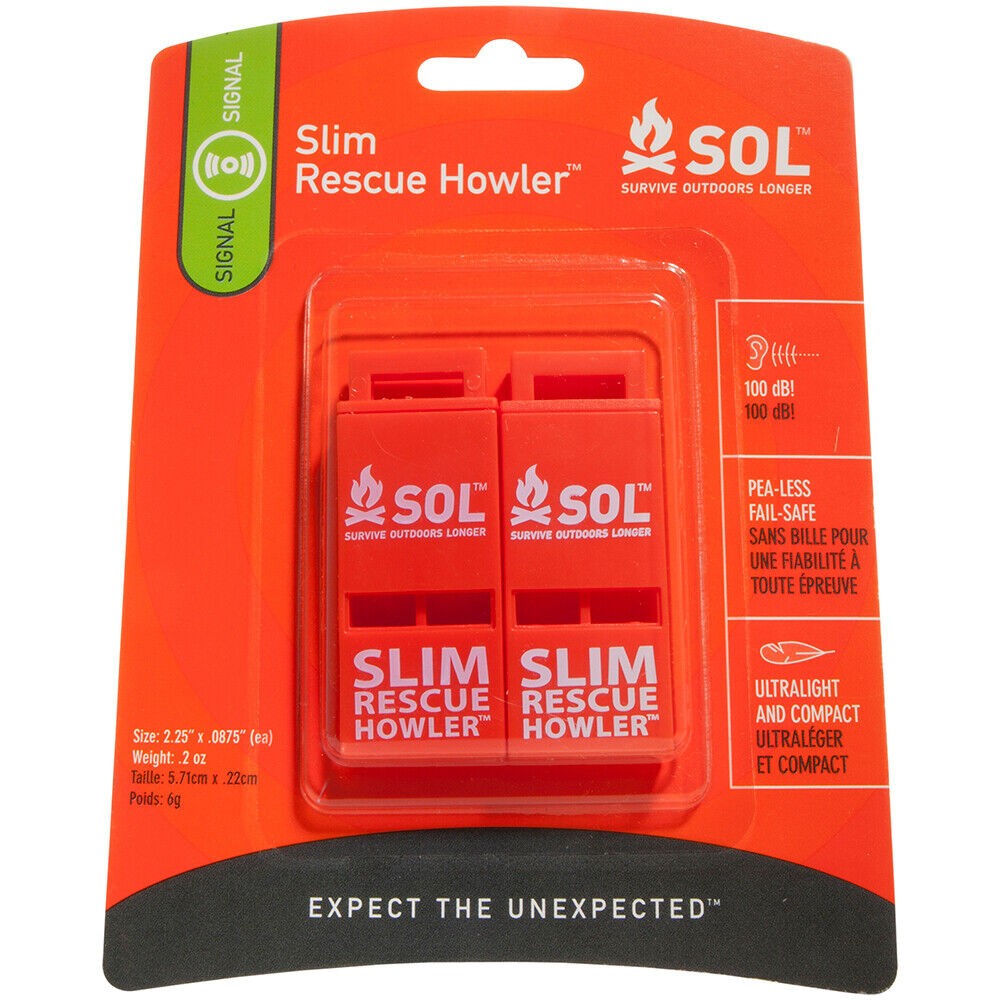 2-Pack Slim Rescue Howler Emergency Whistles