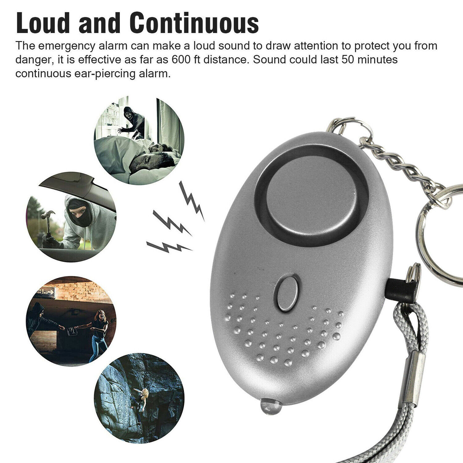 Personal Alarm Keychain with LED Light - 140db