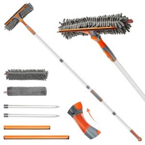 2-in-1 Rotatable Squeegee Window Cleaner with Pole