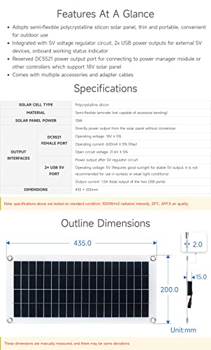 Semi-Flexible 10W Polycrystalline Solar Panel 18V