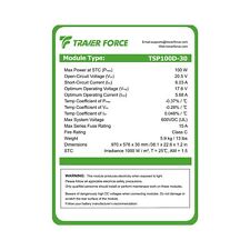 Traver Force 100W Monocrystalline Solar Panel