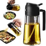 Black 16oz Glass Olive Oil Sprayer for Air Fryers