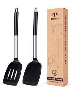 Set of 2 Non-Stick Silicone Spatulas (Black)