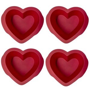 Heart Shaped Silicone Cake Pans Set of 4