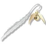 Vintage Metal Feather Bookmark with Winged Charm