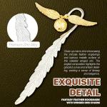 Vintage Metal Feather Bookmark with Winged Charm