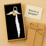 Vintage Metal Feather Bookmark with Winged Charm