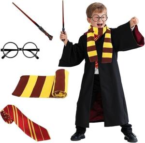 Wizard Costume Set with Cloak, Wand, and Accessories