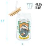 Hufflepuff House Crest Glass Tumbler with Straw