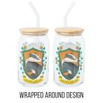 Hufflepuff House Crest Glass Tumbler with Straw