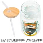 Hufflepuff House Crest Glass Tumbler with Straw