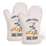 Funny Skeleton Oven Mitts Set for Spooky Bakers