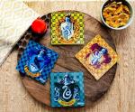 Harry Potter Hogwarts Houses Glass Coaster Set