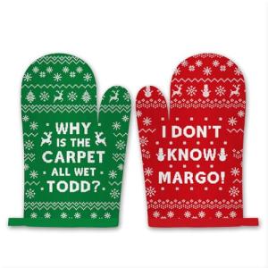 Funny Holiday Oven Mitts and Cookie Bag Set