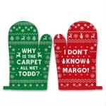 Funny Holiday Oven Mitts and Cookie Bag Set