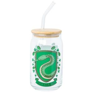 Slytherin House Crest Glass Tumbler with Lid