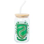 Slytherin House Crest Glass Tumbler with Lid