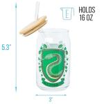 Slytherin House Crest Glass Tumbler with Lid