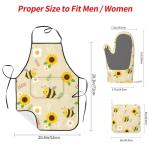Cute Bees and Sunflowers Kitchen Mitts and Apron Set