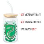Slytherin House Crest Glass Tumbler with Lid