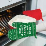 Funny Holiday Oven Mitts and Cookie Bag Set
