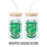 Slytherin House Crest Glass Tumbler with Lid