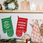 Funny Holiday Oven Mitts and Cookie Bag Set