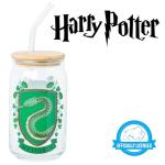 Slytherin House Crest Glass Tumbler with Lid