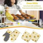 Cute Bees and Sunflowers Kitchen Mitts and Apron Set