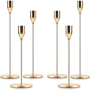 Gold Candle Holder Set of 6 for Pillars