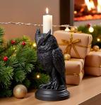 Gothic Black Cat Candle Holder for Halloween Decor