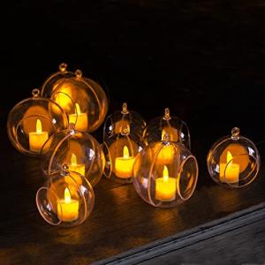 10 Pack Acrylic Hanging Tealight Holders with Candles