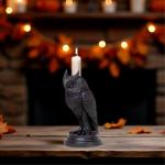 Gothic Black Cat Candle Holder for Halloween Decor