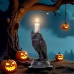 Gothic Black Cat Candle Holder for Halloween Decor