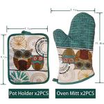 Funny Owl Oven Mitts and Pot Holders Set