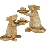 Gold Antique Mouse Candle Holders Set of 2