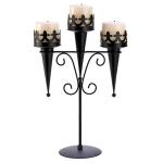 Black Iron Triple Lantern Candle Stand for Wizards