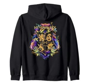Harry Potter Hogwarts Crest Floral Zip Hoodie