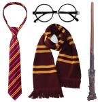 Wizard Costume Accessories Set: Glasses, Wand, Scarf