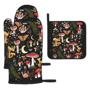 Mushroom Oven Mitts and Pot Holders Set