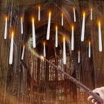 Raycare 20 Pcs Floating Candles with Wand, Hanging Candle with Timer, Magic Deco Candles Flickering Warm Light, Flameless Taper Candle with Remote, LED Candlesticks for Birthday Halloween Party Decor