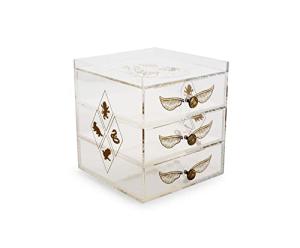 Ukonic Harry Potter Snitch Acrylic Beauty Organizer Jewelry Box Display Case Container - Trinket Tray For Necklaces, Rings, Bracelets - Home Decor Room Essentials - Wizarding World Gifts