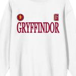 Bioworld Harry Potter Gryffindor Mascot Adult White Crew Neck Long Sleeve Sweatshirt-Medium