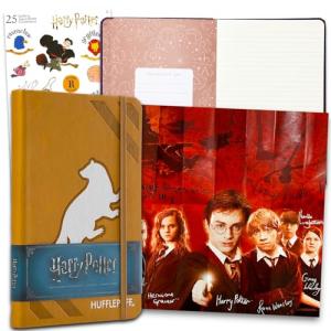 Harry Potter Hufflepuff Journal Bundle Set - Diary Notebook, Poster, Bookmark, Stickers | Harry Potter Merchandise School Office Supplies