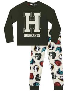Hogwarts Boys Long Sleeve Pajama Set, Green
