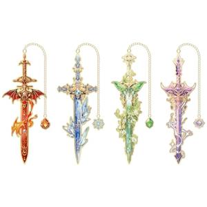 4-Piece Fantasy Sword Bookmark Set for Readers