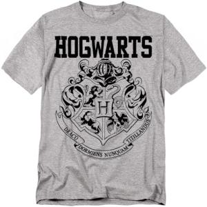 Harry Potter Hogwarts Logo Gray T-Shirt (Small)