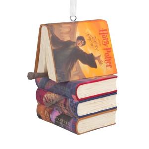 Harry Potter Stacked Books Wand Christmas Ornament
