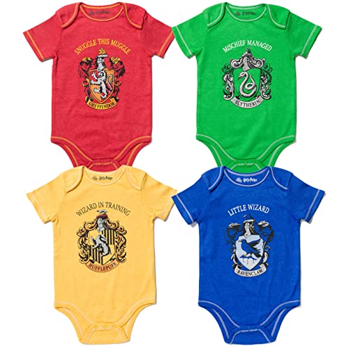 Harry Potter Baby Boys 4-Pack Bodysuits 3-6 Months
