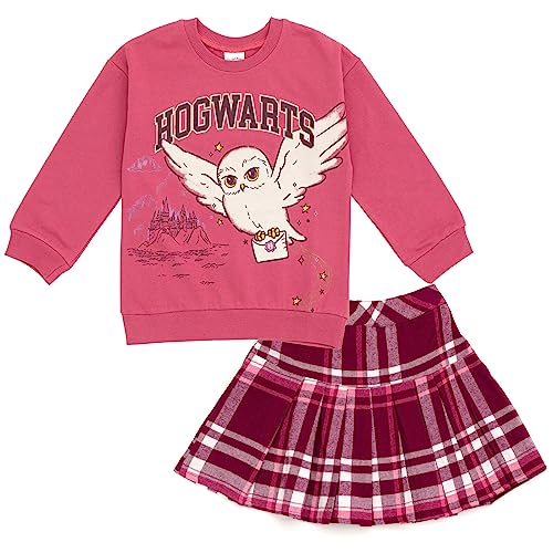 Harry Potter Girls' Fleece Sweatshirt & Plaid Skirt